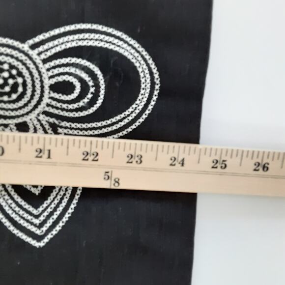 Vintage 90s Silk Blend Blazer Jacket Embroidered Floral Black Mandarin Collar L - Picture 8 of 10